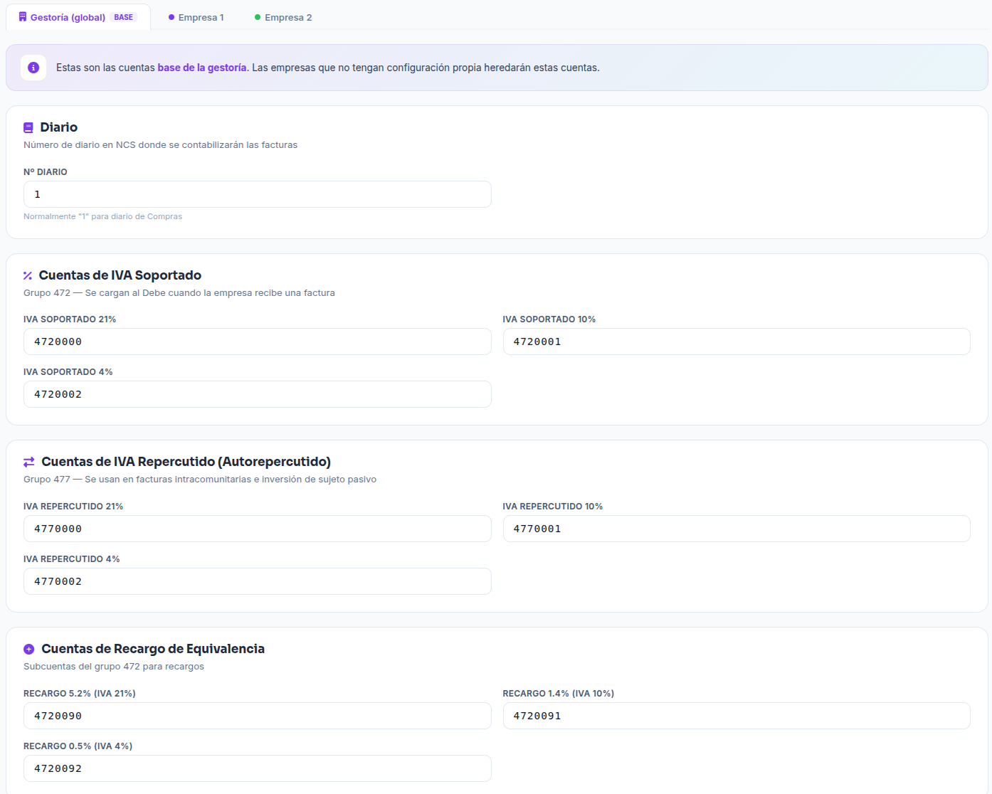 Contabilidad automática y exportación